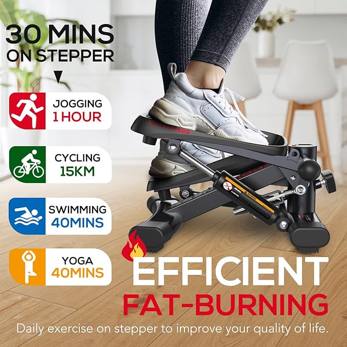 KeppiFitness Steppers for Exercise at Home, Stair Stepper with Resistance Bands for Home Cardio