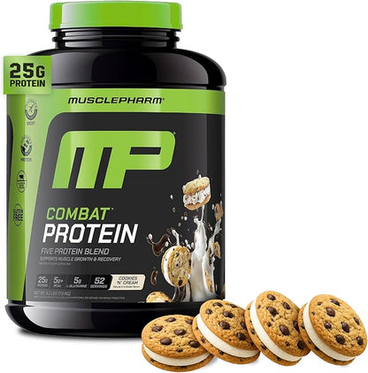 MusclePharm Combat Protein Powder, Cookies ?˜N??Cream Flavor, Fuels Muscles for Productive