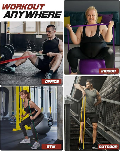 Resistance Bands Set - Pull Up Bands for Men Women, Exercise Bands Resistance with Door Anchor