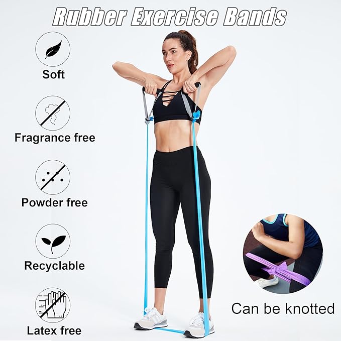 Resistance Bands for Working Out, Physical Therapy Bands, Latex Free Elastic and Exercise Bands Set