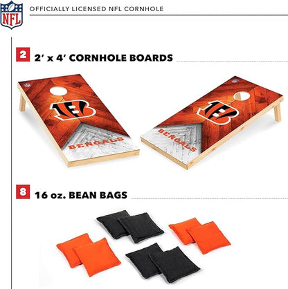 NFL Football 2' x 4' Regulation Size Solid Wood Cornhole Set with Direct Print HD Team Graphics