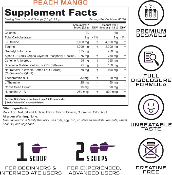 Prevail Pre Workout Powder with Nootropics: Pre Workout for Men and Women, Cutting Edge Energy and