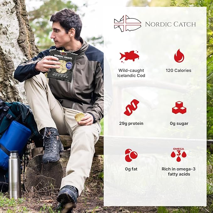 Nordic Catch Freeze Dried Cod Bites Seafood Snacks - Chips made from Wild Caught Icelandic Cod Fish