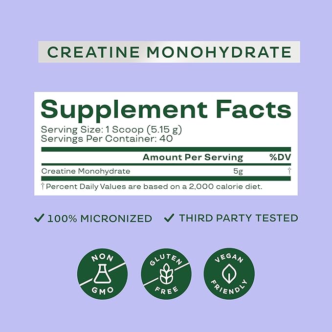 Bloom Nutrition Creatine Monohydrate Powder, 5g Micronized Creatine per Serving, Supports Muscle