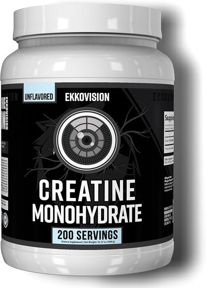 Ekkovision Creatine Monohydrate Powder, Micronized, Unflavored, Pre Workout & Post Workout