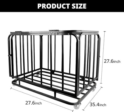 Sports Equipment Organizer Foldable Mental Sports Ball Storage Cart with Lid and Wheels Rolling