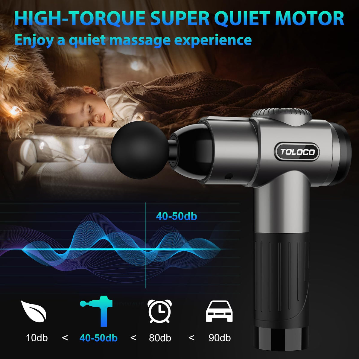 TOLOCO Massage Gun, Deep Tissue Back Massage for Athletes for Pain Relief, Percussion Massager with