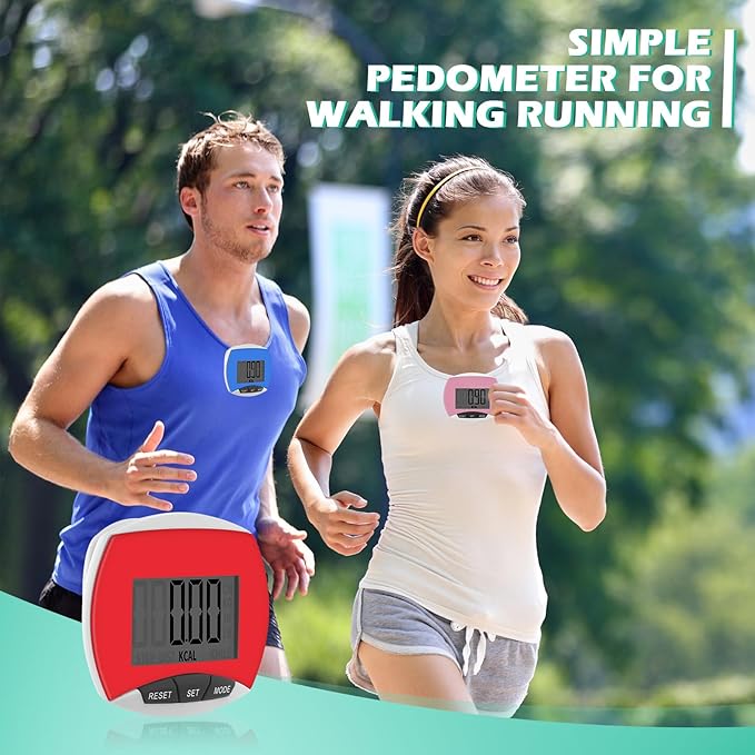 12 Pcs Simple Pedometer for Walking Bulk LCD Step Counter with Calories Burned Portable Step