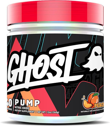 GHOST Pump Nitric Oxide Powder, Peach - 40 Servings - Sugar-Free & Stim-Free Pre-Workout