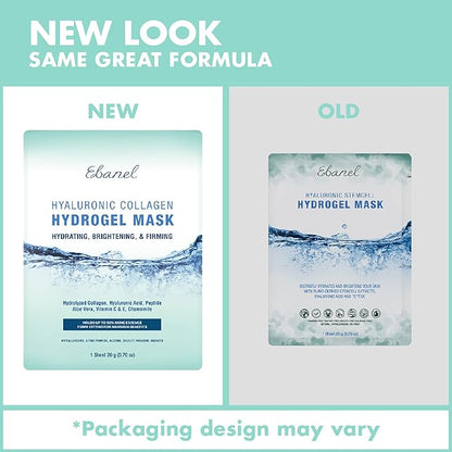 Ebanel 5 Pack Hydrogel Collagen Face Mask with Hyaluronic Acid, Vitamin C, Peptide, Aloe, Instant
