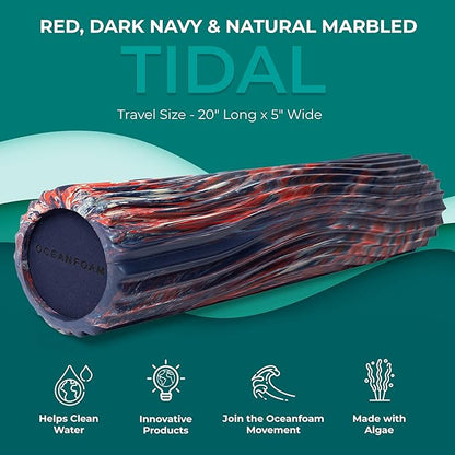 Oceanfoam Tidal Roller - Red, Dark Navy & Natural Marbled - Muscle Massage Foam Roller for Back