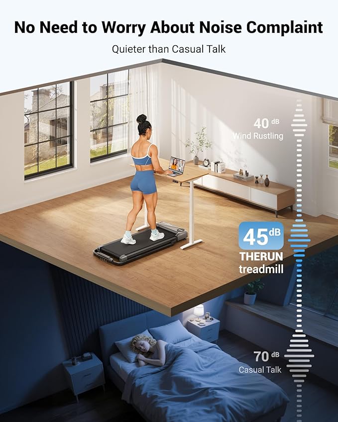 THERUN Walking Pad, 2 in 1 Foldable Treadmills for Home, 2.5HP Under Desk with Handle Bar, 16"