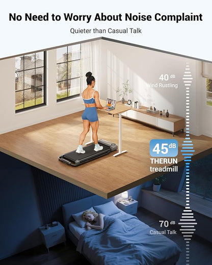 THERUN Walking Pad, 2 in 1 Foldable Treadmills for Home, 2.5HP Under Desk with Handle Bar, 16"