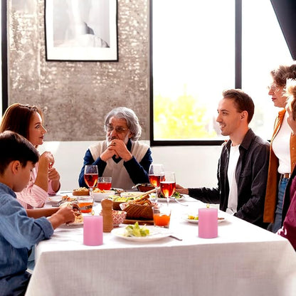 6 Packs 2.75x3.25 Inch Pink Pillar Candles, Unscented Dripless Non-Toxic Pastel Colored Smokeless