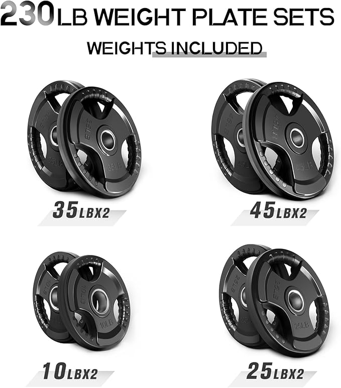 RitFit Olympic Rubber Grip Plates for Barbell, 2-Inch Weight Plates for Weightlifting and Strength