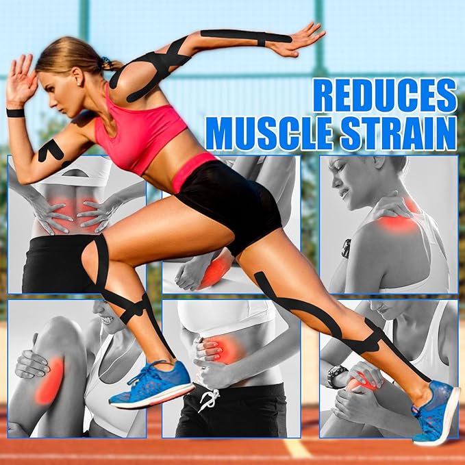 4 Rolls Uncut Kinesiology Tape, 4in x 5.5yd Extra Wide Waterproof Athletic Tape for Muscle Support