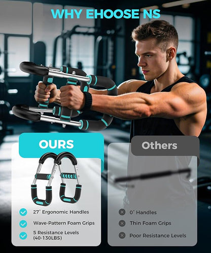 Twister Arm Trainer, Adjustable 5 Resistance Levels (40-130 lbs) Chest & Arm Workout Equipment for