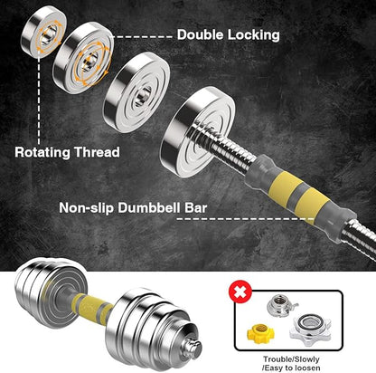 PHOEROS Adjustable Dumbbell Set - 44/66/88 LBS weights set, Dumbbell Barbell 3 in 1, Steel