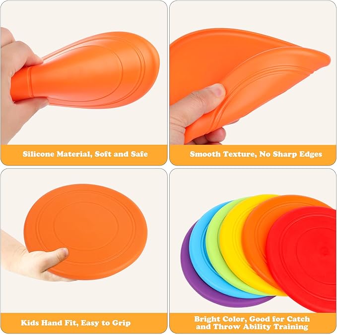 Kids Flying Disc 7 Inch Silicone Flying Disks Bulk for Children Dog Outdoor Backyard Lawn School