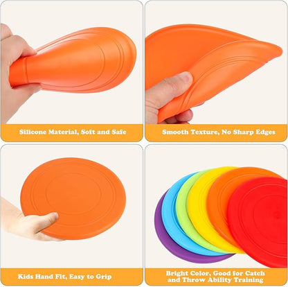Kids Flying Disc 7 Inch Silicone Flying Disks Bulk for Children Dog Outdoor Backyard Lawn School