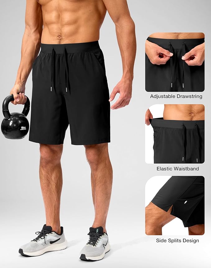 Men's Running Shorts with Zipper Pockets 9 Inch/ 7 Inch / 5 Inch Lightweight Quick Dry Gym Workout