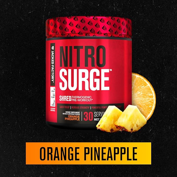 Jacked Factory NITROSURGE Shred Pre Workout Supplement - Energy Booster, Instant Strength Gains