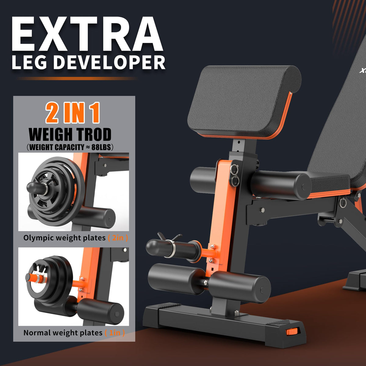XCHIEF Adjustable Weight Bench with Leg Extension and Preacher Pad, 1000LBS