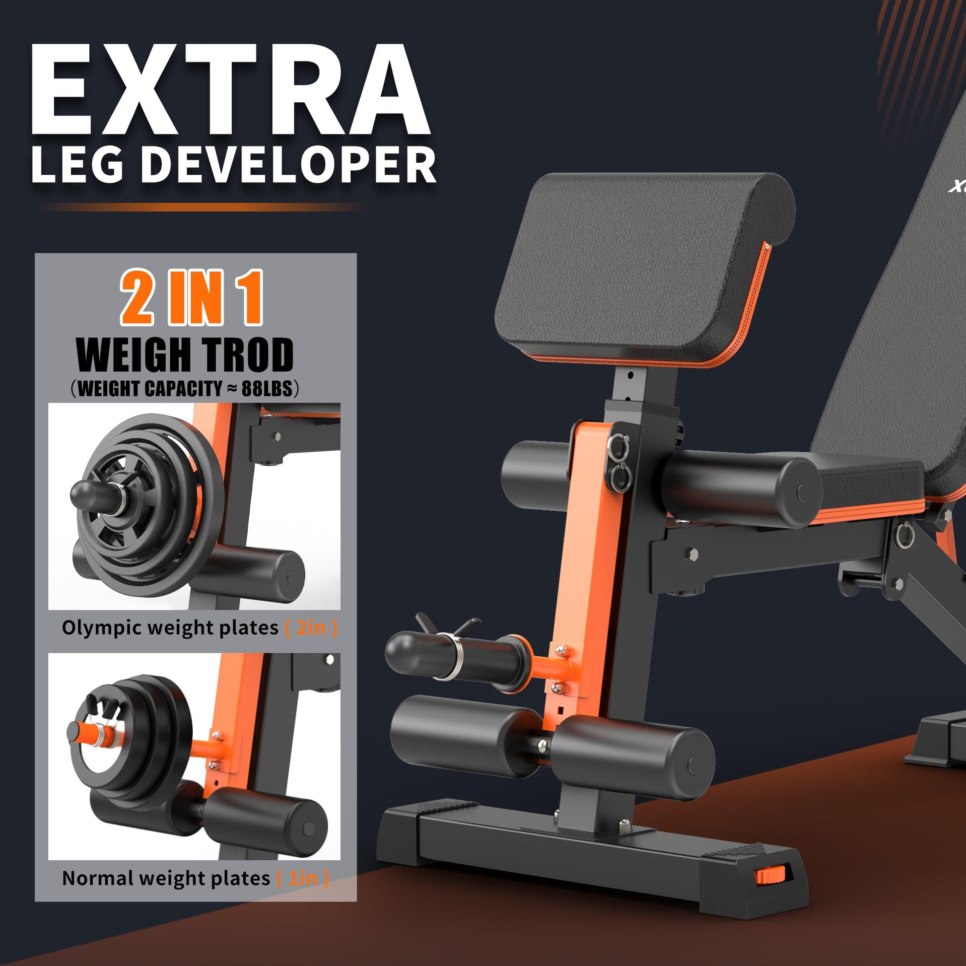 XCHIEF Adjustable Weight Bench with Leg Extension and Preacher Pad, 1000LBS