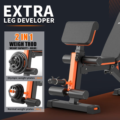 XCHIEF Adjustable Weight Bench with Leg Extension and Preacher Pad, 1000LBS