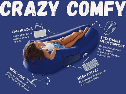 WEKAPO Inflatable Couch with Pump - Easiest Setup, Crazy Comfy & Ultralight - Blow up Lounger Chair