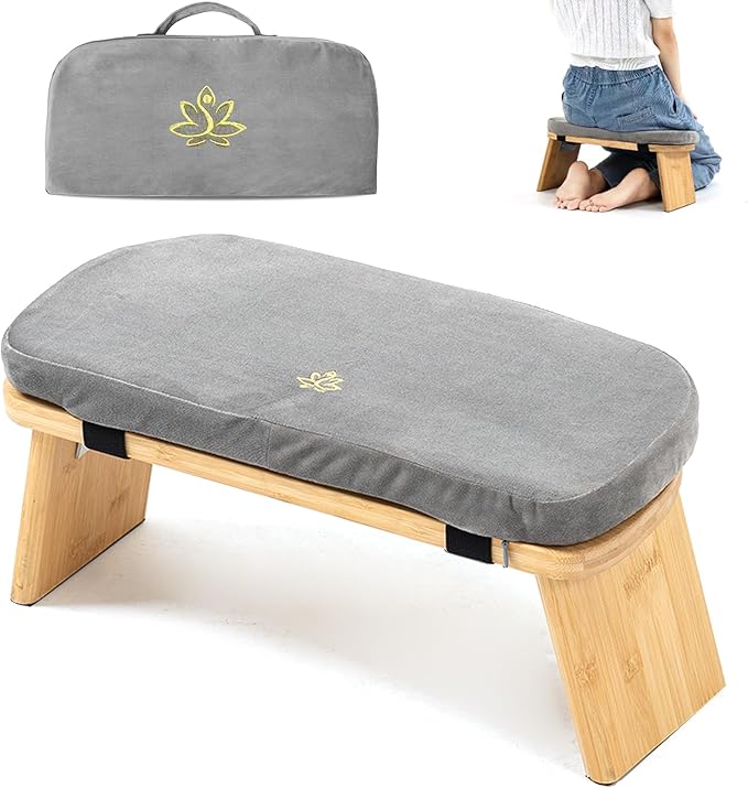 Meditation Bench, Bamboo Meditation Stool, Folding Kneeling Meditation Bench, Seiza Prayer Bench