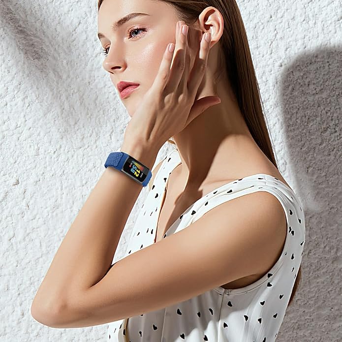 Braided Band Compatible with Fitbit Charge 6/Fitbit Charge 5, Soft Nylon Solo Loop Adjustable