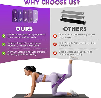 WSAKOUE Fabric Resistance Bands for Working Out – 5 Booty Bands for Women & Men, Exercise Workout