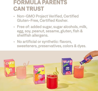 Cure Hydration - Kids Electrolyte Drink Mix | Plant-Based Pediatrician Formulated Rehydration | No