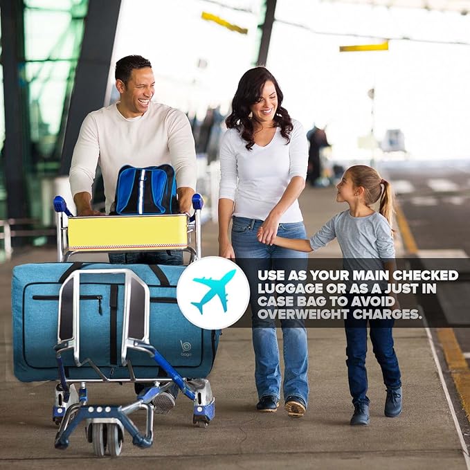 Bago Foldable Duffel Bags for Traveling Women & Men - 60L Medium Packable Duffle Bag for Travel