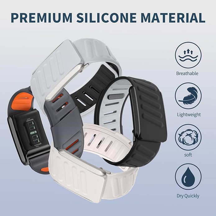 Comfort Durable Silicone Wristband Compatible with WHOOP 4.0 Band, Soft Silicone Sports Loop Strap
