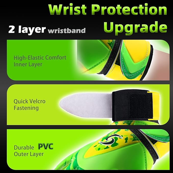 Sportout Kids Goalkeeper Gloves, Soccer Gloves with Double Wrist Protection and Non-Slip Wear