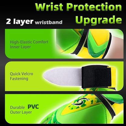 Sportout Kids Goalkeeper Gloves, Soccer Gloves with Double Wrist Protection and Non-Slip Wear