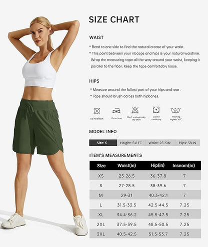 Willit Women's 7" Athletic Running Shorts Long Workout Hiking Shorts Quick Dry High Waisted Active