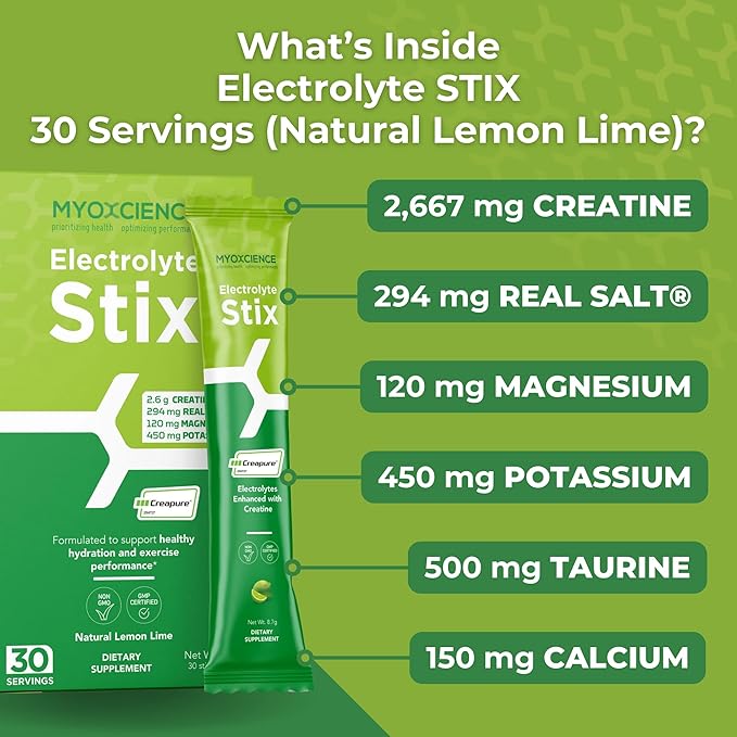 MYOXCIENCE Electrolyte STIX | Creatine Electrolyte Powder | Recovery from Exercise & Muscle