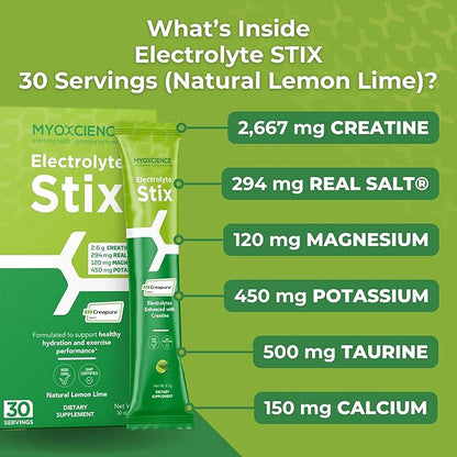 MYOXCIENCE Electrolyte STIX | Creatine Electrolyte Powder | Recovery from Exercise & Muscle