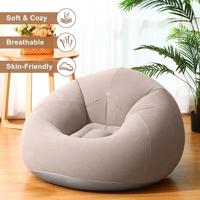Realspring 6 Pcs Bean Bag Chairs for Adults Inflatable Chairs with Electric Air Pump,Blow up Couch