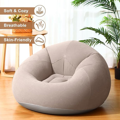 Realspring 6 Pcs Bean Bag Chairs for Adults Inflatable Chairs with Electric Air Pump,Blow up Couch