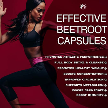 THE ENCLARE NUTRITION Beet Root Capsules 1300mg. Organic Beet Root Powder Capsules Support Heart