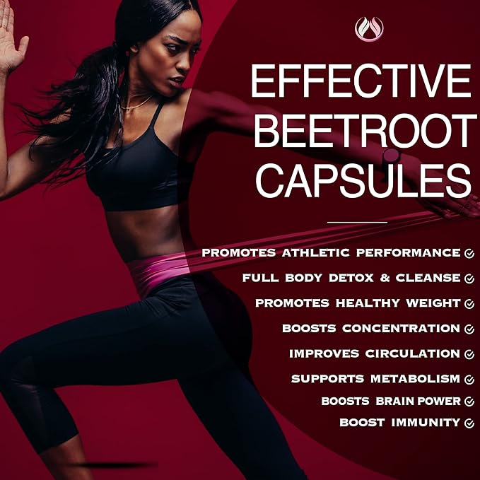 THE ENCLARE NUTRITION Beet Root Powder Capsules, Beetroot 1300mg. Nitric Oxide Supplements for Men