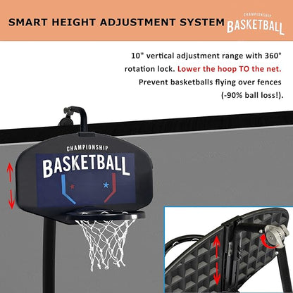 Trampoline Basketball Hoop Attachment, with 3 Mini Balls and Air Pump, Fits All Trampoline Models
