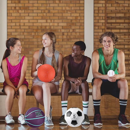 Leyndo 18 Pcs Sport Balls Bulk Set Basketball Football Volleyball Soccer Playground Baseball with