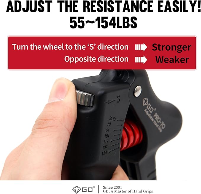 GD Grip Strength Trainer (Premium Adjustable Grip Strengthener for Forearm Training) Wrist and