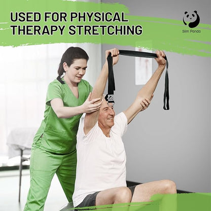 Slim Panda Yoga Strap for Stretching,Cotton Yoga Strap with Adjustable D-Ring Buckle,Non-Elastic