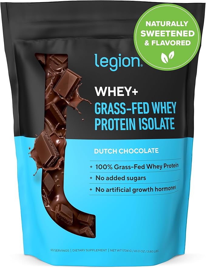 LEGION Whey+ Protein Whey Isolate from Grass Fed Cows - Whey Protein Isolate Powder Low Calorie